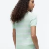 Striped Cable Knit Sweater Polo