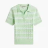 Striped Cable Knit Sweater Polo
