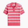 Striped Cable Knit Sweater Polo
