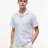 Striped Cotton-Linen Blend Camp Shirt Striped Cotton-Linen Blend Camp Shirt