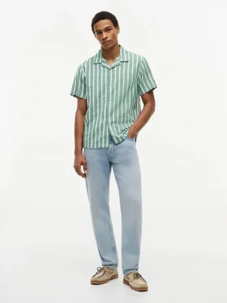 Striped Cotton-Linen Blend Camp Shirt