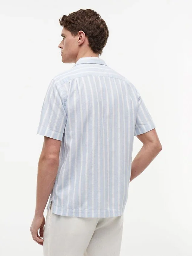 Striped Cotton-Linen Blend Camp Shirt Striped Cotton-Linen Blend Camp Shirt