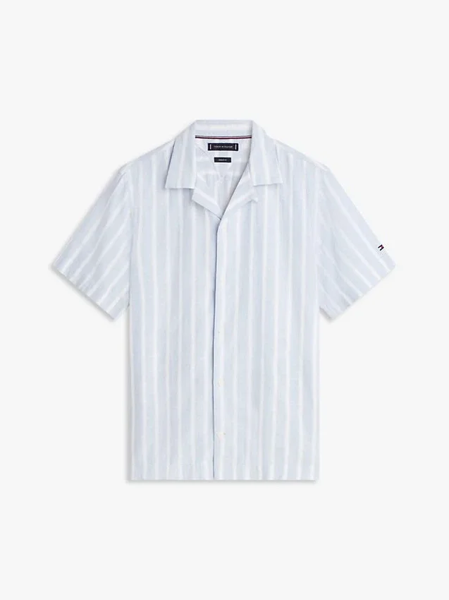 Striped Cotton-Linen Blend Camp Shirt Striped Cotton-Linen Blend Camp Shirt