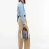 Striped Jacquard Mini Satchel Bag Striped Jacquard Mini Satchel Bag