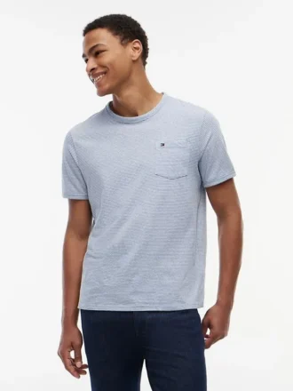 Striped Linen-Blend Pocket T-Shirt
