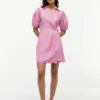Striped Linen Mini Wrap Dress Striped Linen Mini Wrap Dress