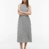 Striped Shirred Crepe Maxi Dress