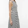 Striped Shirred Crepe Maxi Dress
