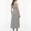 Striped Shirred Crepe Maxi Dress