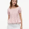 Striped Shirred Poplin Top