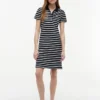 Striped Stretch Pique Polo Dress