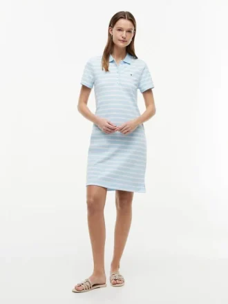 Striped Stretch Pique Polo Dress
