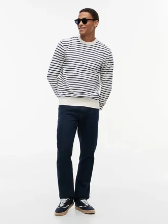 Striped Terry Crewneck Sweatshirt