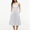 Striped Tiered Linen-Blend Midi Dress