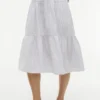 Striped Tiered Linen-Blend Midi Dress