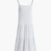 Striped Tiered Linen-Blend Midi Dress