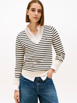 Striped V-Neck Sweater
