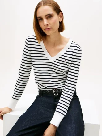 Striped V-Neck Sweater