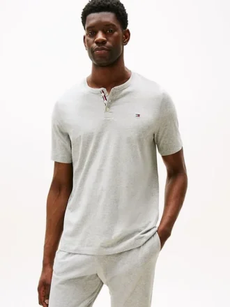 Sueded Jersey Henley Sleep Shirt