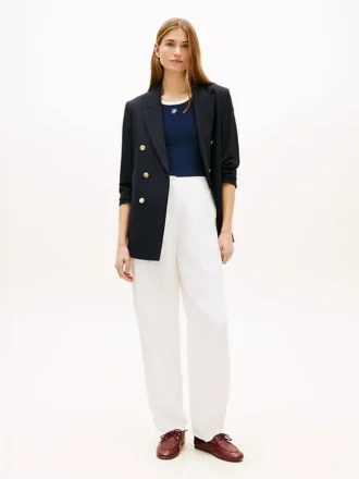 Tailored Linen-Blend Barrel Pant