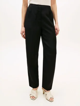 Tailored Linen-Blend Barrel Pant