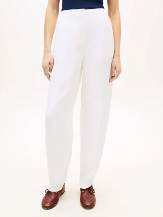 Tailored Linen-Blend Barrel Pant