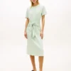 Tie-Front Slub Cotton Midi T-Shirt Dress Tie-Front Slub Cotton Midi T-Shirt Dress
