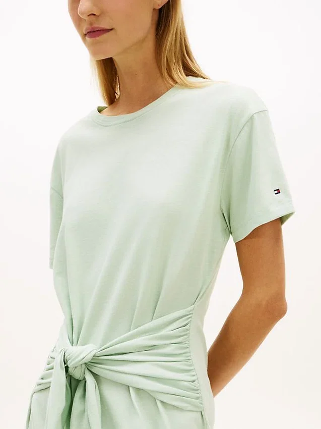 Tie-Front Slub Cotton Midi T-Shirt Dress Tie-Front Slub Cotton Midi T-Shirt Dress