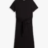 Tie-Front Slub Cotton Midi T-Shirt Dress