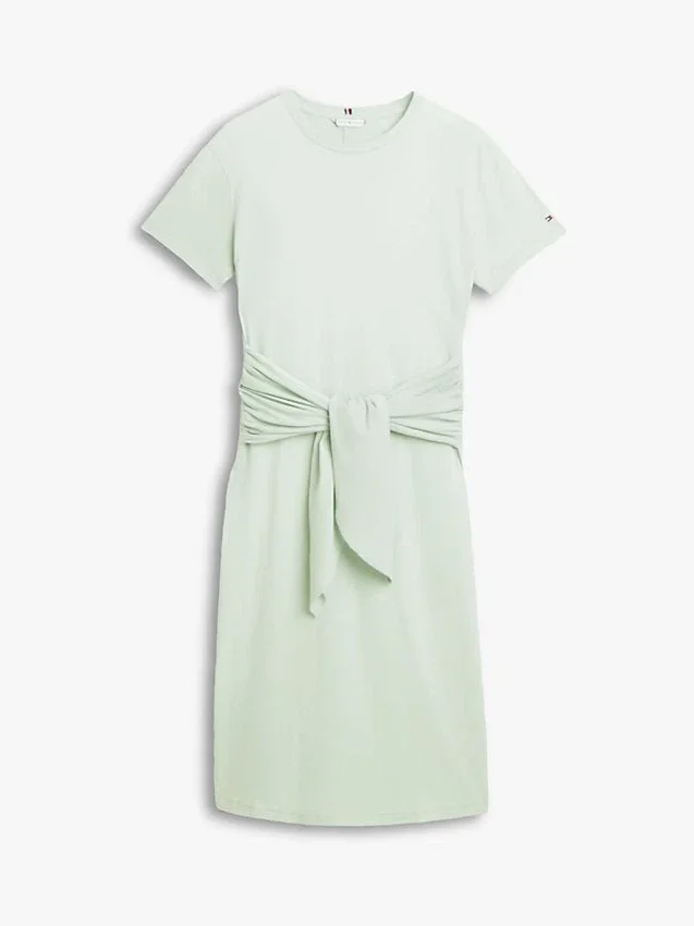 Tie-Front Slub Cotton Midi T-Shirt Dress Tie-Front Slub Cotton Midi T-Shirt Dress