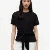 Tie-Front Slub Cotton T-Shirt