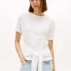 Tie-Front Slub Cotton T-Shirt