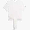 Tie-Front Slub Cotton T-Shirt