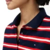 Tie-Front Stripe Stretch Pique Polo