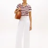Tie-Front Stripe Stretch Pique Polo Tie-Front Stripe Stretch Pique Polo