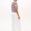 Tie-Front Stripe Stretch Pique Polo Tie-Front Stripe Stretch Pique Polo