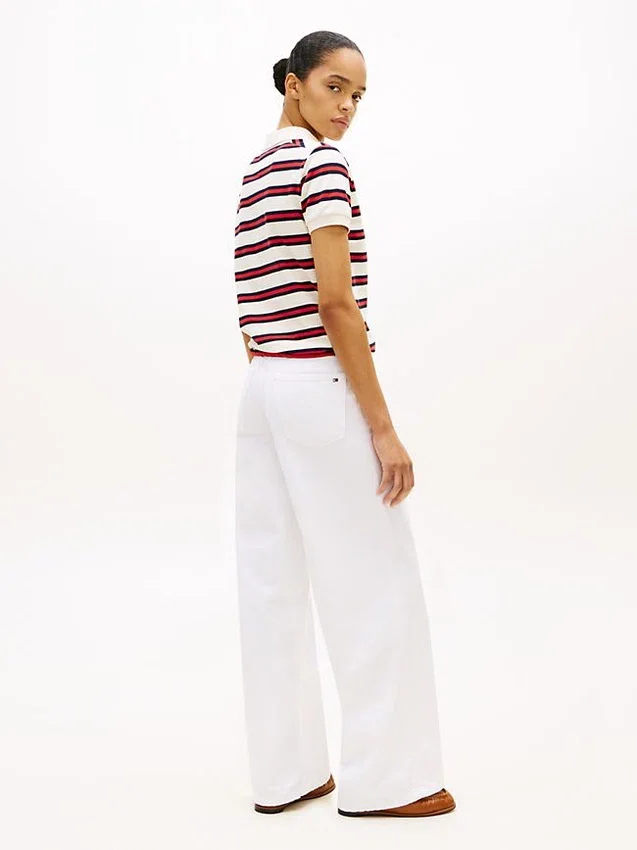 Tie-Front Stripe Stretch Pique Polo Tie-Front Stripe Stretch Pique Polo