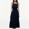 Tiered Seersucker Midi Dress
