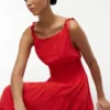 Tiered Seersucker Midi Dress