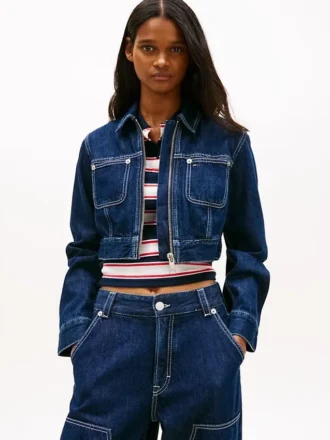 Tommy Jeans Cropped Denim Zip Jacket