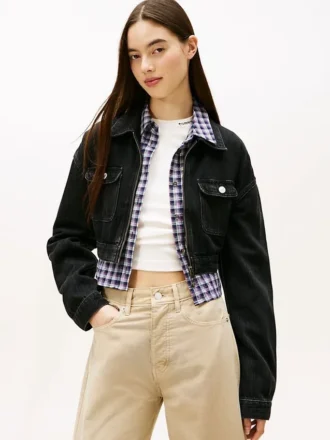 Tommy Jeans Cropped Denim Zip Jacket