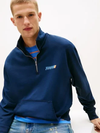 Tommy Jeans Logo Quarter-Zip Sweatshirt