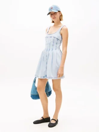 Tommy Jeans Pleated Denim Mini Dress