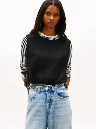 Tommy Jeans Side-Tie Linen-Blend Top