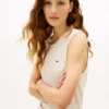 Tommy Jeans Side-Tie Linen-Blend Top
