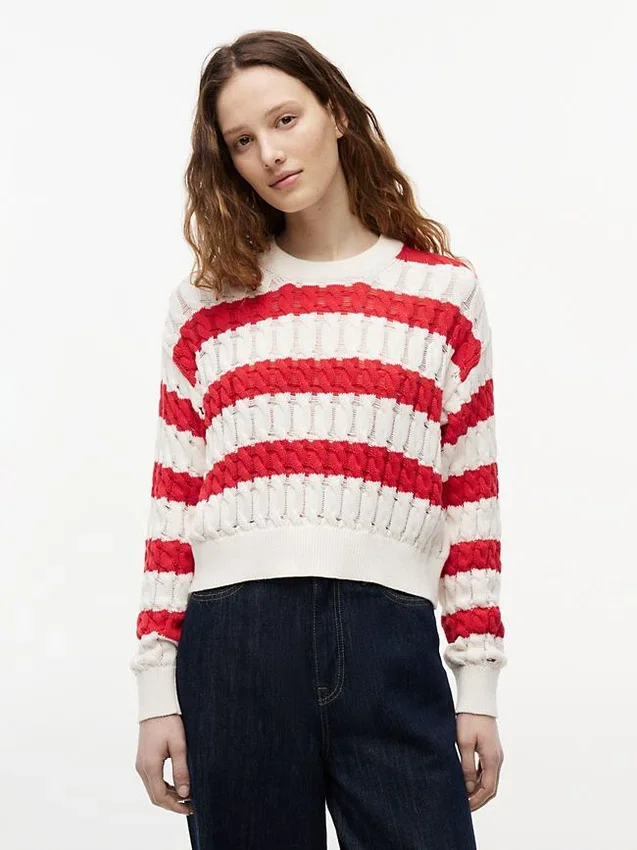 Tommy Jeans Striped Cable Knit Sweater Tommy Jeans Striped Cable Knit Sweater