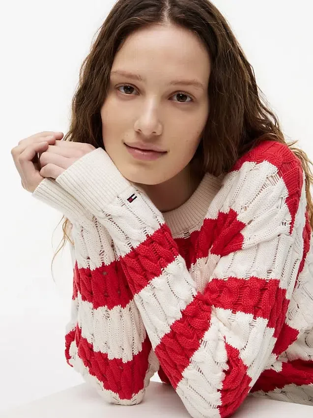 Tommy Jeans Striped Cable Knit Sweater Tommy Jeans Striped Cable Knit Sweater
