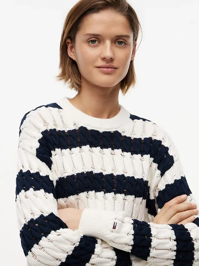Tommy Jeans Striped Cable Knit Sweater Tommy Jeans Striped Cable Knit Sweater