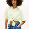 Tommy Jeans Tie-Front Linen-Blend Shirt Tommy Jeans Tie-Front Linen-Blend Shirt