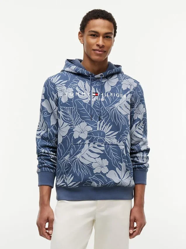 Tropical Print Brushed-Back Hoodie Tropical Print Brushed-Back Hoodie